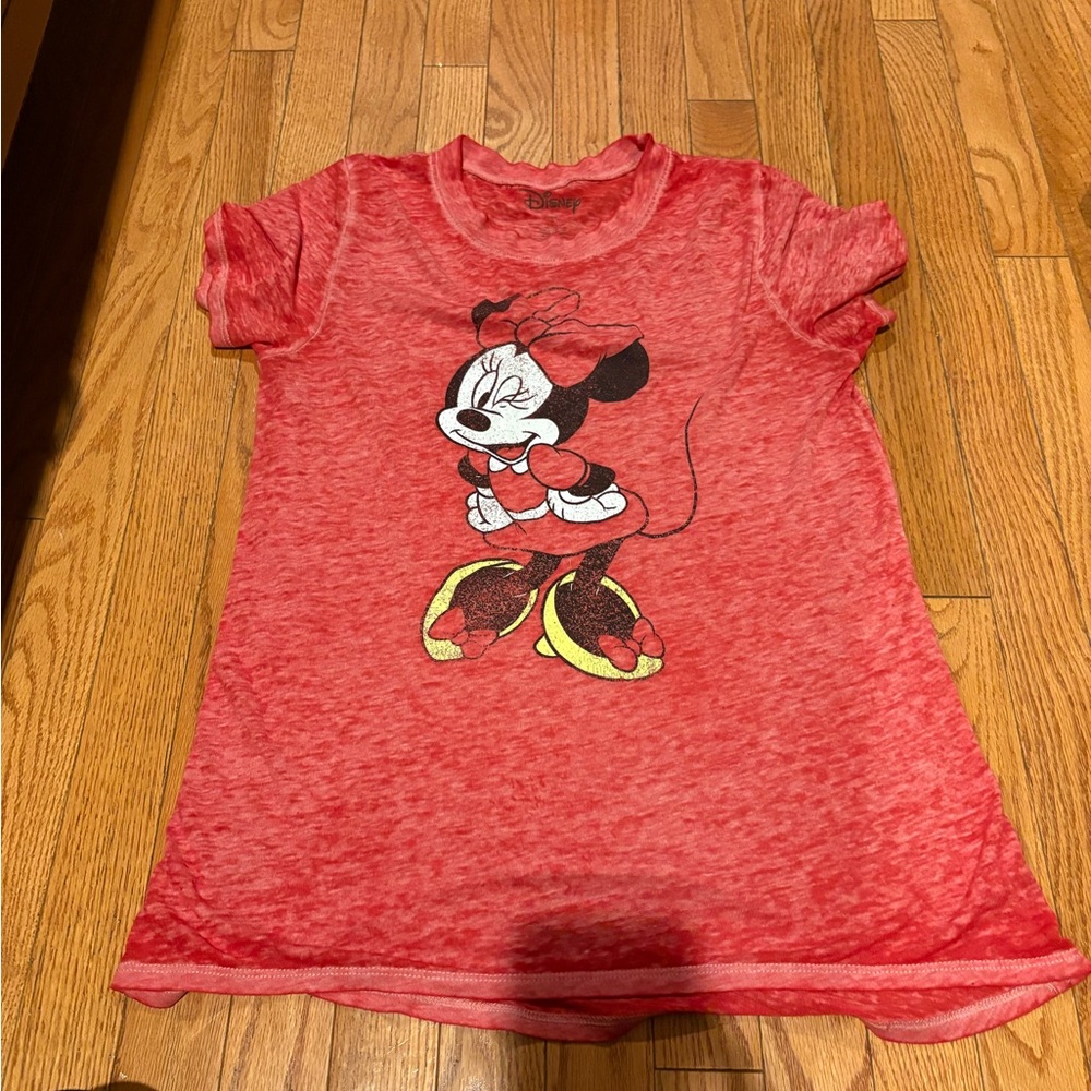 Disney Minnie Mouse Heather Burnout Red Tee